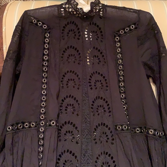 FREE PEOPLE BLACK ALL EYES ON YOU MINI DRESS XS - Picture 11 of 16